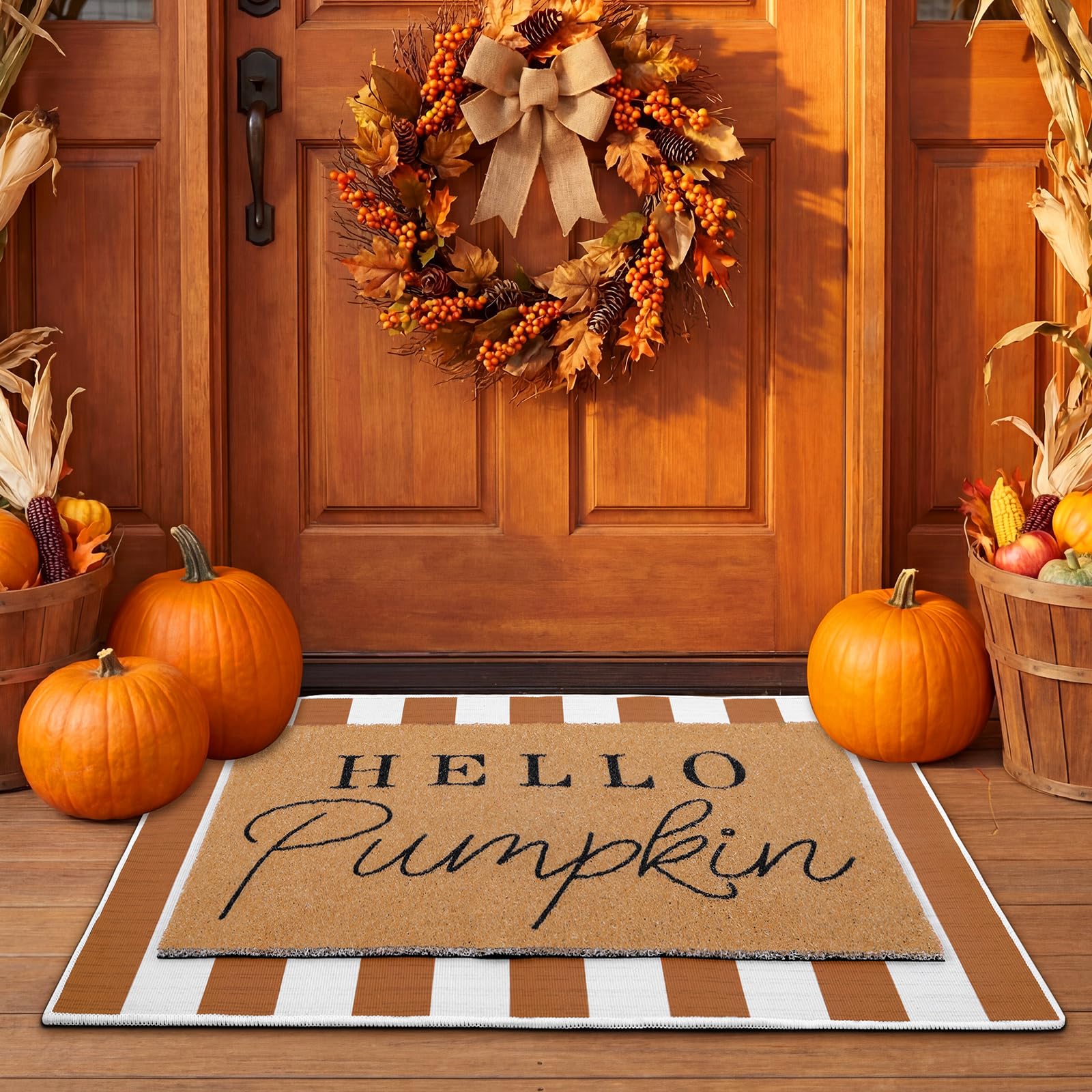 Amazon.com: Tinideya 2 Pcs Fall Door Mat Thanksgiving Hello